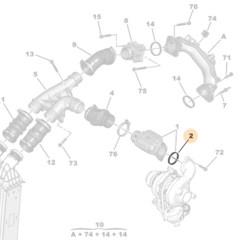 Genuine Turbo Air Hose Seal - Peugeot / Citroen Turbo Diesel 1.6 | 9671152980