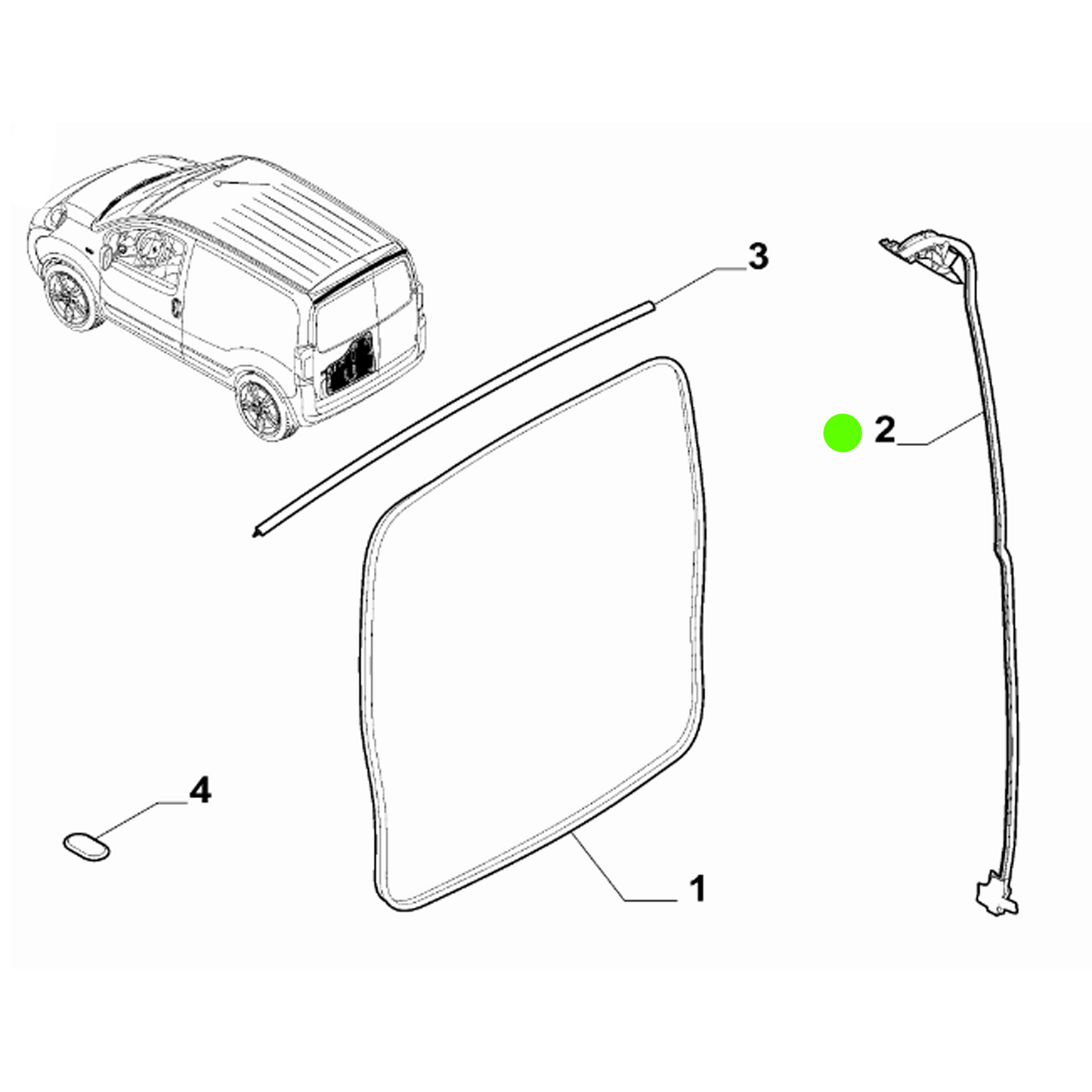Genuine Rear End Door Seal - Fiat Fiorino 2016-2024 | 1393308080