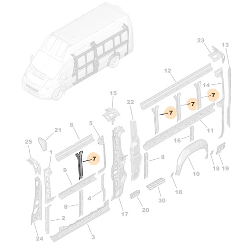 Genuine Left Side Panel Inner Frame - Peugeot Boxer III / Citroen Relay III | 1613126980