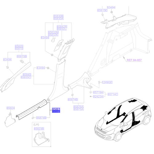 Genuine Front Left Door Scruff Trim - Kia Rio 2011-2017 | 858711W000HU