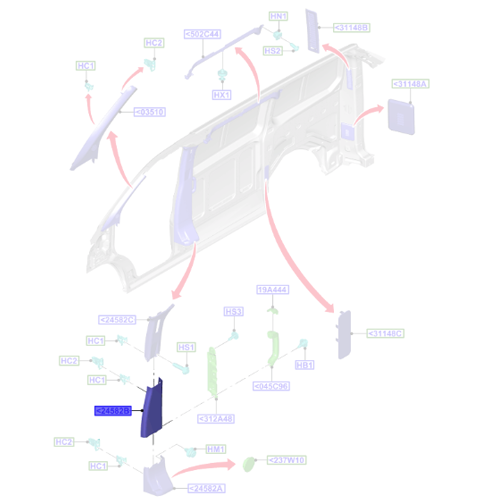 Genuine Left B Pillar Trim - Ford Transit 2012-2018 | 1772054