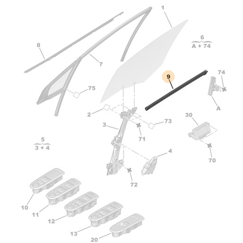 Genuine Interior Left Window Seal - Peugeot 308 | 9309Q2