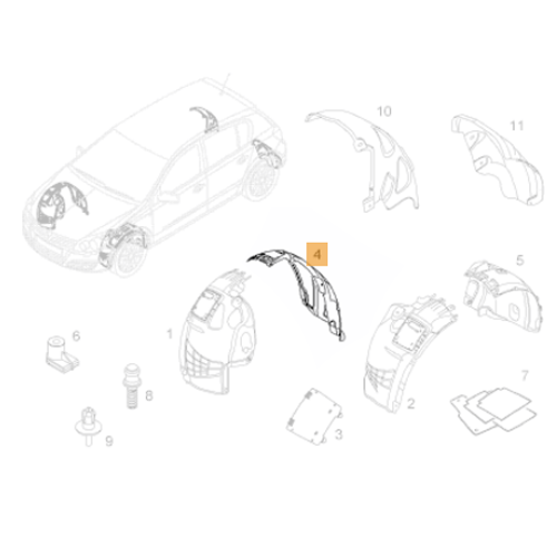 Genuine Front Right Wheel Arch Liner - Vauxhall Astra H 2004-2014 | 13125605