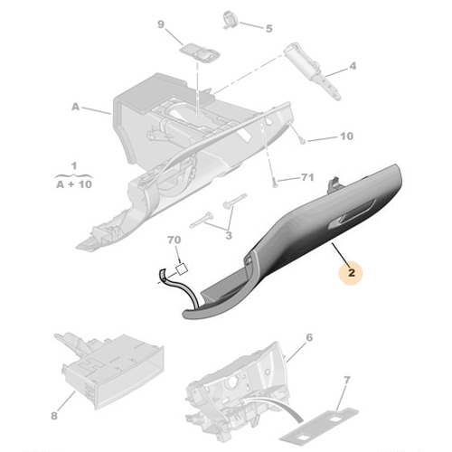 Genuine Glove Box Lid - Peugeot 308 | 16108105ZD