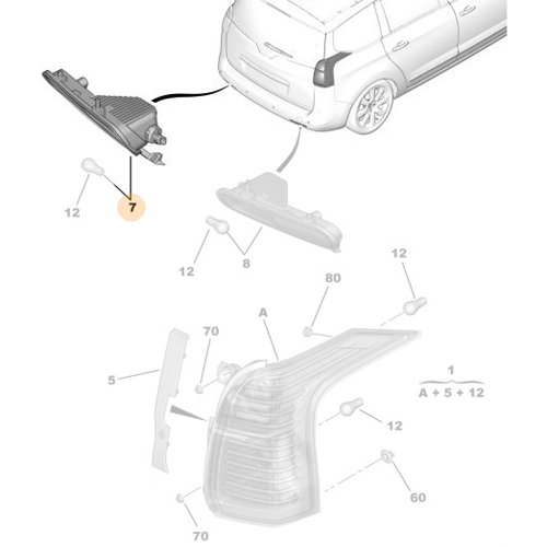 Genuine Rear Left Fog Light - Peugeot 5008 | 6350JL