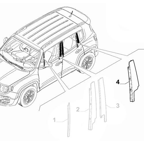 Genuine Outer Right Pillar Covering - Jeep Renegade 2014-2018 | 51953329