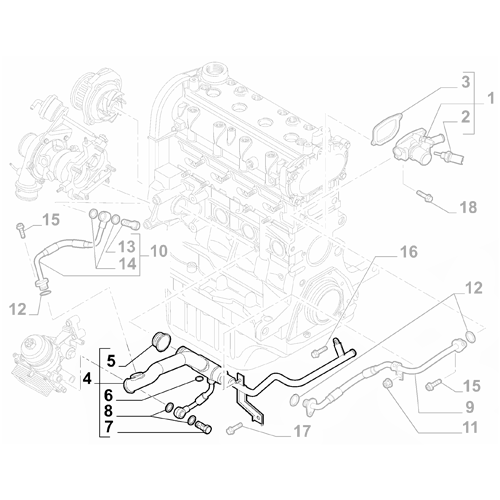 Genuine Thermostat Pipe - Fiat 500L / 500X / Tipo | 55268056