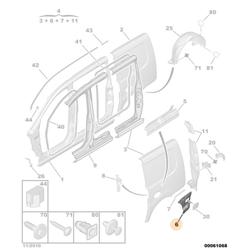 Genuine Inner Frame Rear Left Bumper Wing - Peugeot Expert | 8525GG