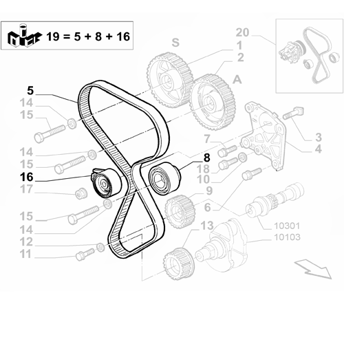Genuine Camshaft Drive Kit - Fiat Doblo / Bravo / Palio / Stilo / Multipla | 71736715