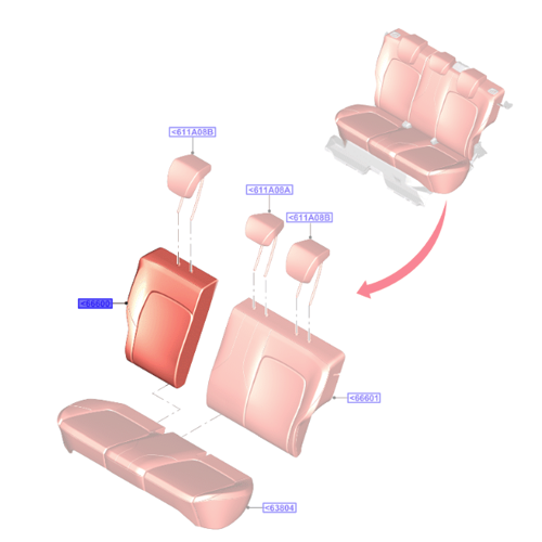 Genuine Rear Seat Back Cover - Ford Fiesta 2020- | 2505452