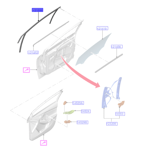 Genuine Left Run Front Door Weatherstrip - Ford Focus 2014-2020 | 1901516