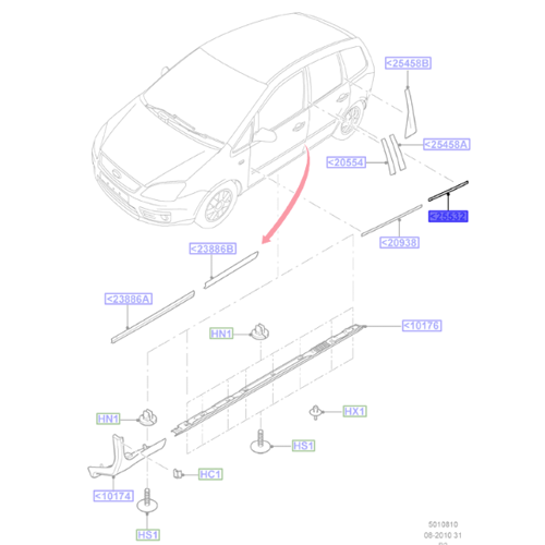 Genuine Left Rear Door Moulding - Ford Focus C-Max 2003-2010 | 1495608