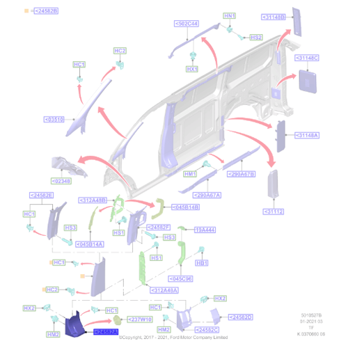 Genuine Centre "B" Pillar - Ford Transit Tourneo Custom 2018-2020 | 2192876