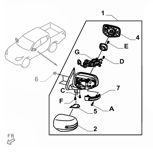 Genuine Left Exterior Rear View Mirror - Fiat Fullback 2016-2019 | 6000611991