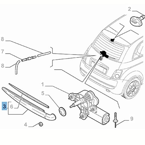 Rear Wiper Arm - Jeep Renegade / Fiat 500 | 52078899