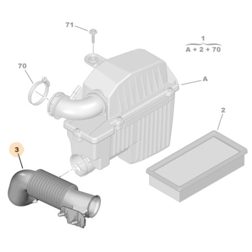 Genuine Air Filter Intake Pipe - Citroen C1 / Peugeot 108  | B000622780