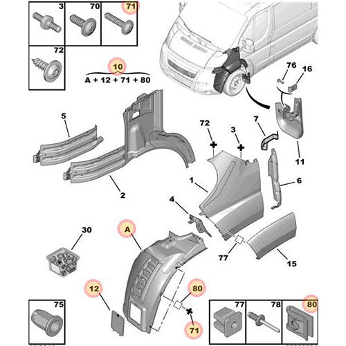 Genuine Peugeot Front Wheel Arch Liners - Peugeot Boxer | 1613127080 | 1613127080
