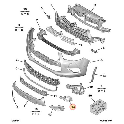 Left Hand Front Fog Lamp Black Surround- Citroen DS4 | 745374