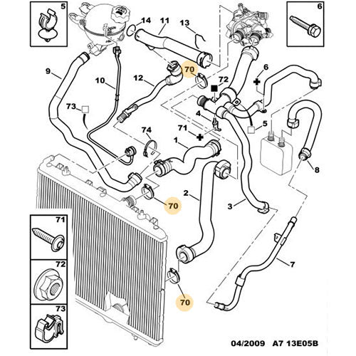 Lower Radiator Hose Clip - Peugeot 207 2006-2014 | 6981J5