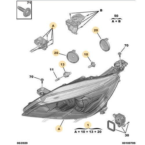 Genuine Peugeot Left Hand Side Headlight - Peugeot 308 2013-2020 | 1628555680