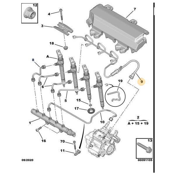 Genuine Peugeot Injector Leak Off Pipe - Peugeot Boxer | 9801197080 | 9801197080