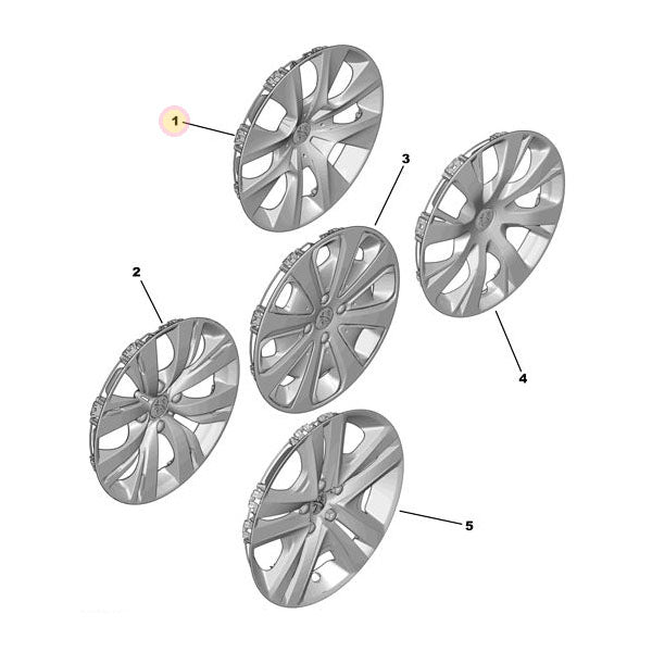 Genuine Peugeot Wheel Trim (Single) - Peugeot 208 2012-2019 | 96738462Vt | 96738462VT