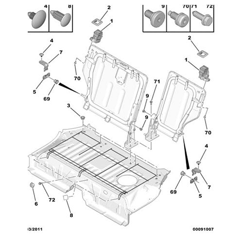 Rear Seat Frame Screw - Citroen C3 2009-2013 | 6923H3