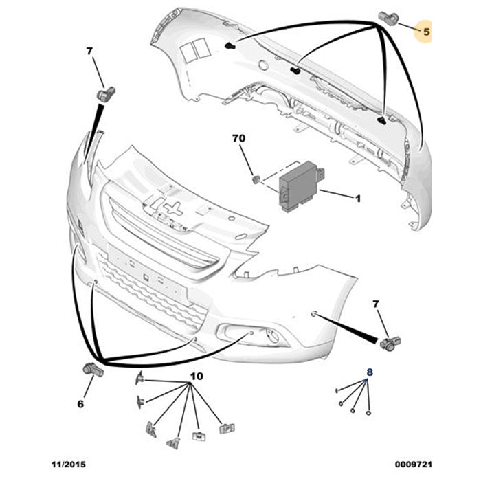 Genuine Rear Parking Sensor - Peugeot 2008 2016-2019 | 1609981080