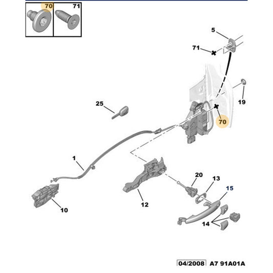 Genuine Door Lock Screw - Peugeot 207 2006-2014 | 6925T3