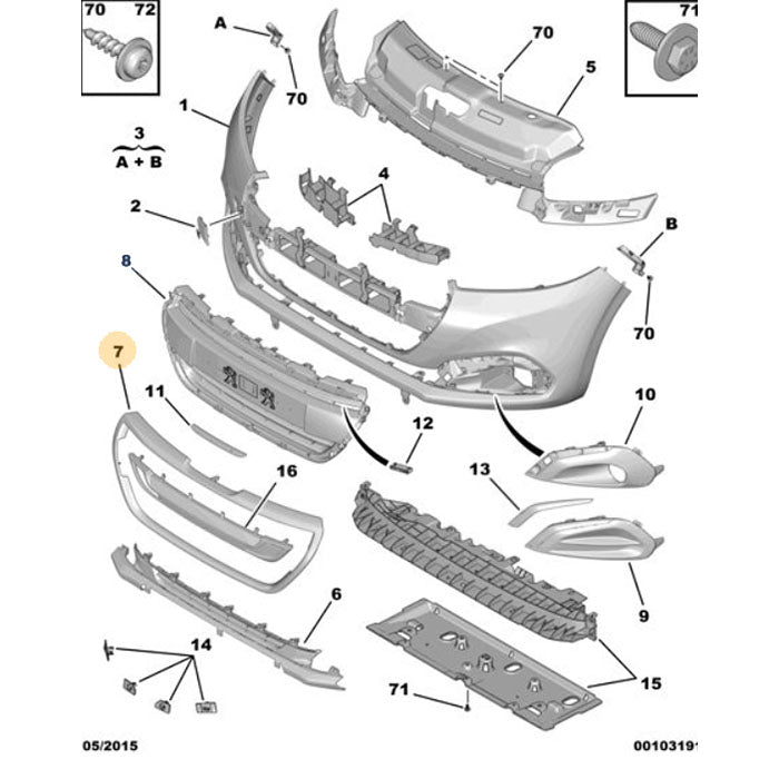 Genuine Bumper Grille Surround - Peugeot 208 2012-2019 | 1613485380