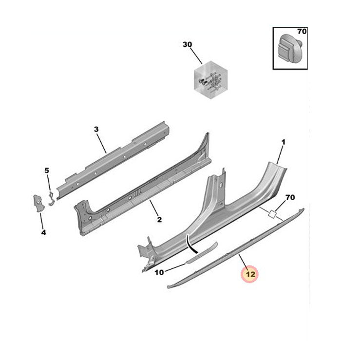 Genuine Nearside Side Sill Moulding - Peugeot 3008 2008-2016 | 7009Q6
