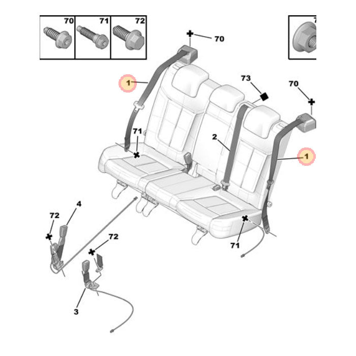 Genuine Rear Seat Belt - Peugeot 3008 2008-2016 | 8975HY