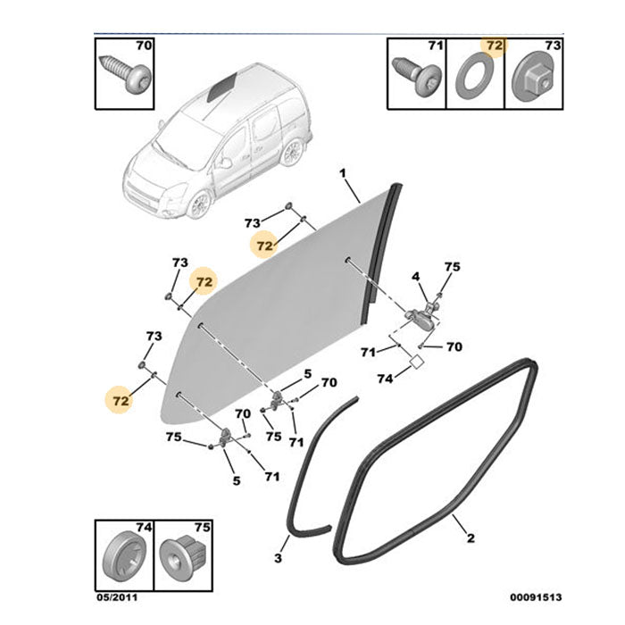 Genuine Sliding Window Sealing Washer - Peugeot Partner | 698807