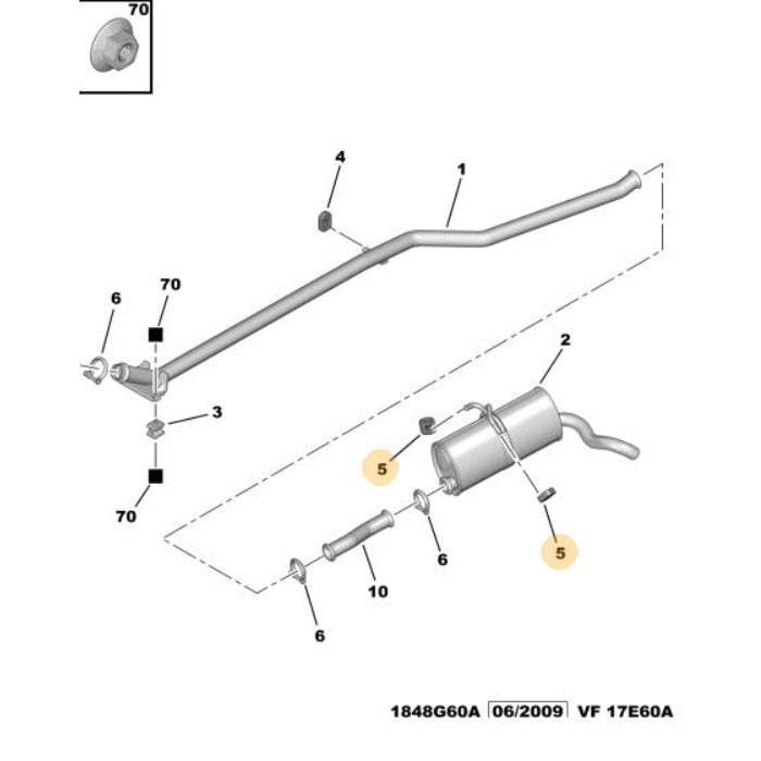Genuine Rear Exhaust Hanger - Peugeot Partner | 1613849380