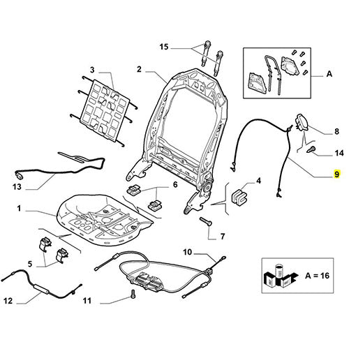 Genuine Front Right Seat Release Cable - Fiat Nuova 500 | 71749275