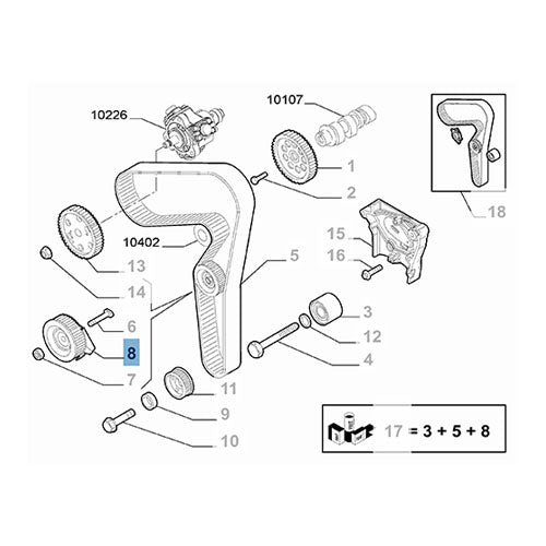 Genuine Belt Tensioner - Fiat | 55238027