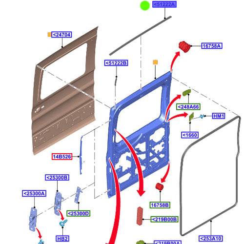 Genuine Upper Right Sliding Door Weatherstrip - Ford Transit | 2425421
