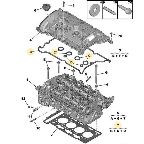 Genuine Peugeot Set If Cyl Head Cover Gaskets - Peugeot 207 2006-2014 | 0249F4 | 0249F4