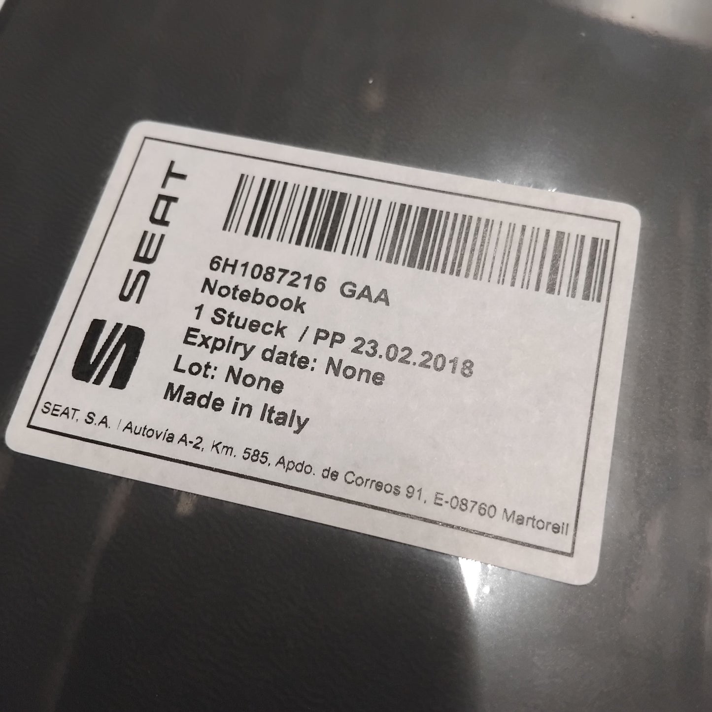 Genuine SEAT Note Book - Black | 6H1087216GAA