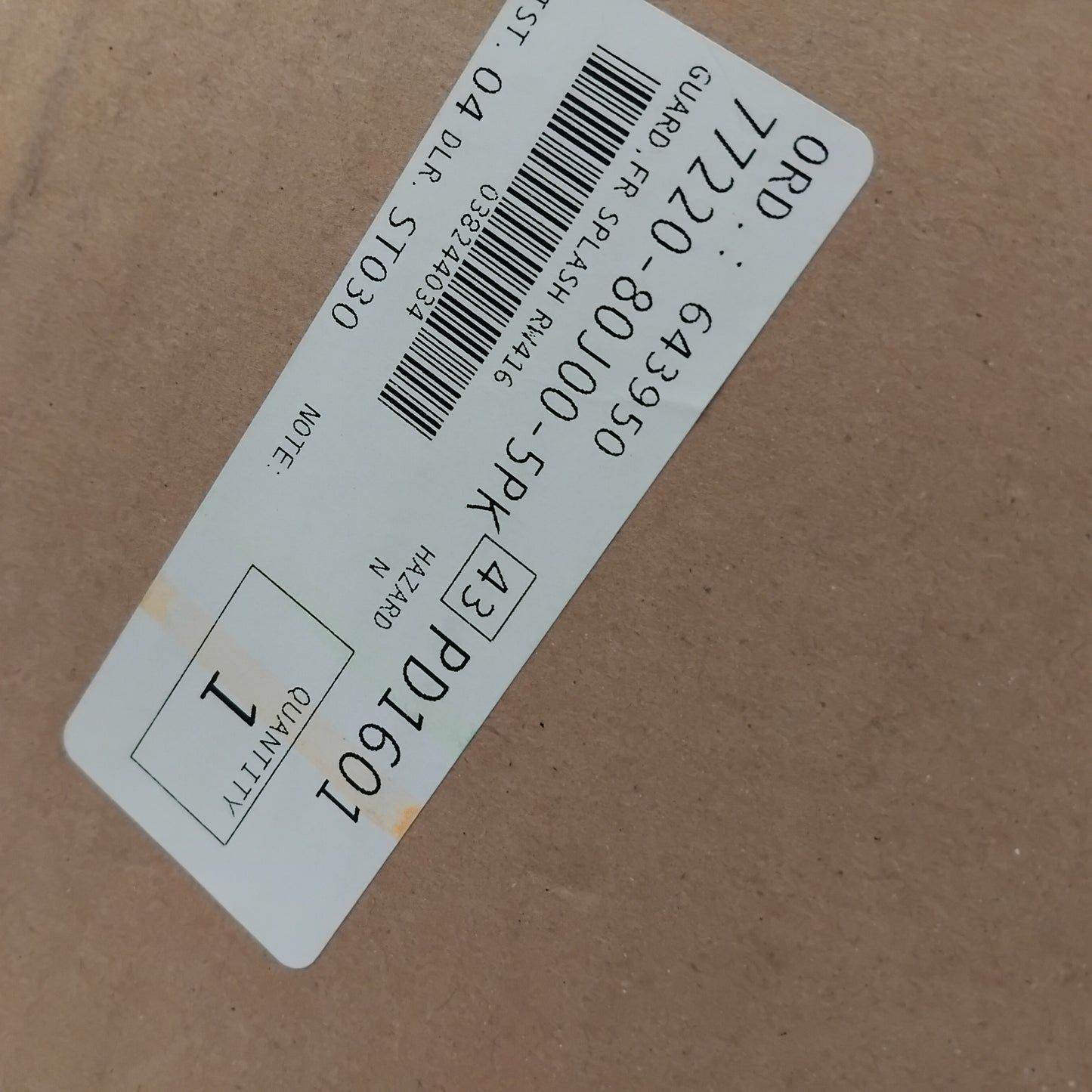 Genuine Front Left Wing Trim Bodykit - Suzuki SX4 | 77220-80J00-5PK