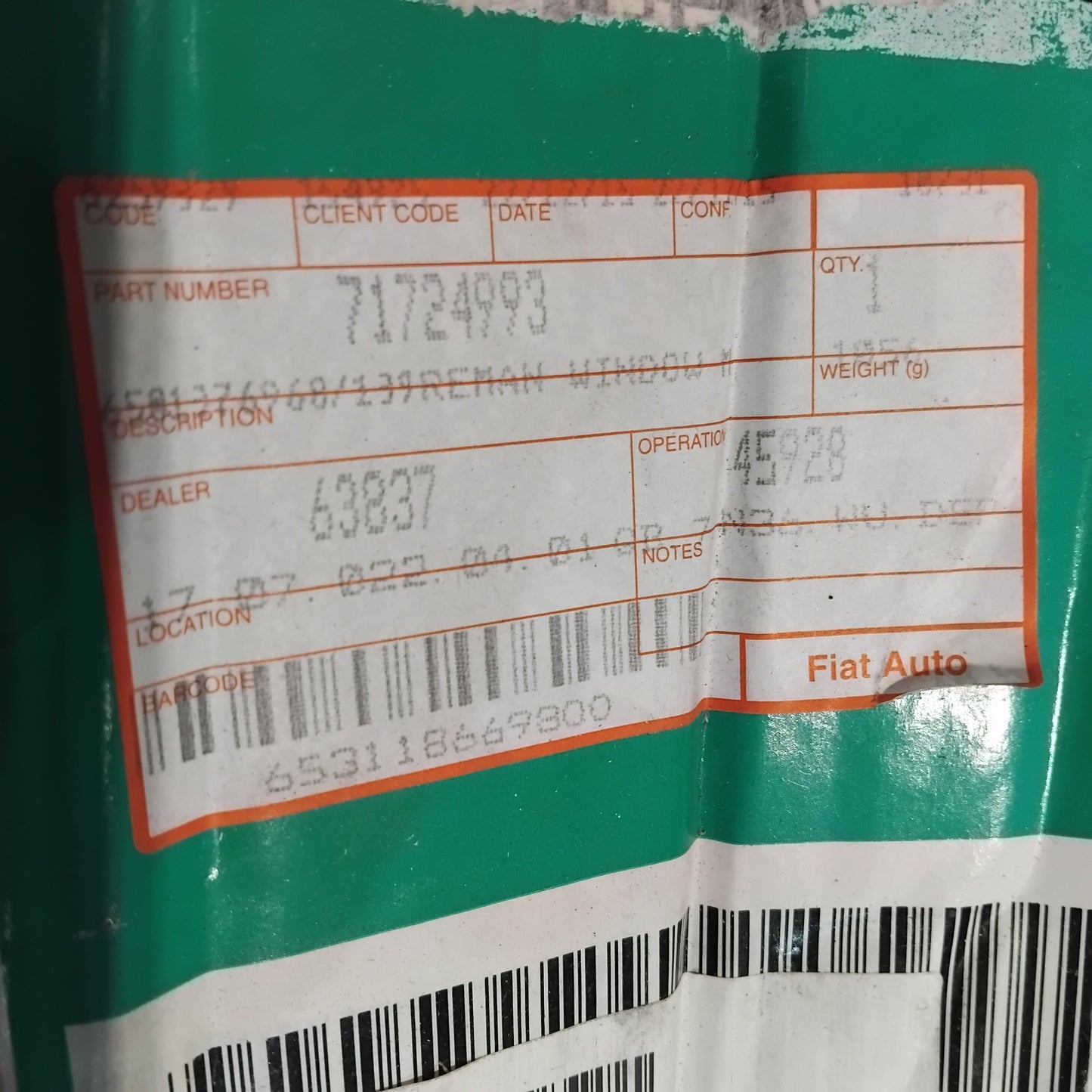 Genuine Fiat Reman Window Mo | 71796177