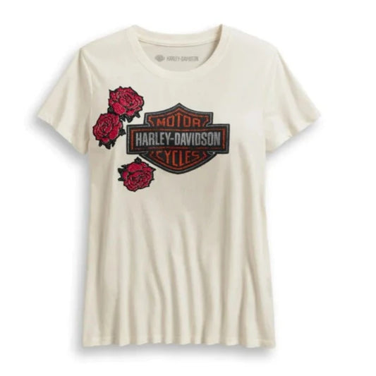 Harley Davidson - Women's Roses and Logo Tee | 96182-20VW/000S
