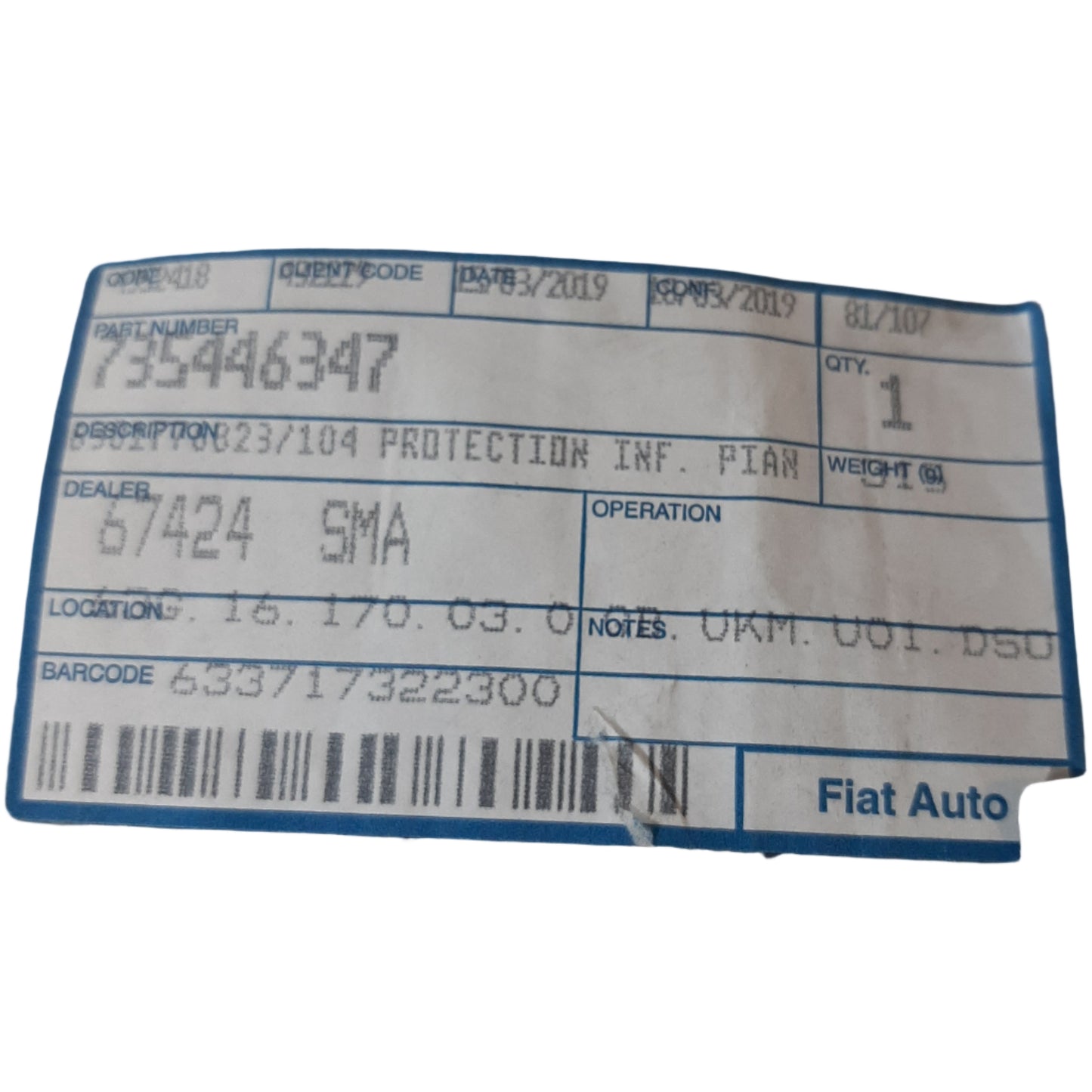 Genuine Fiat - Protection | 735446347