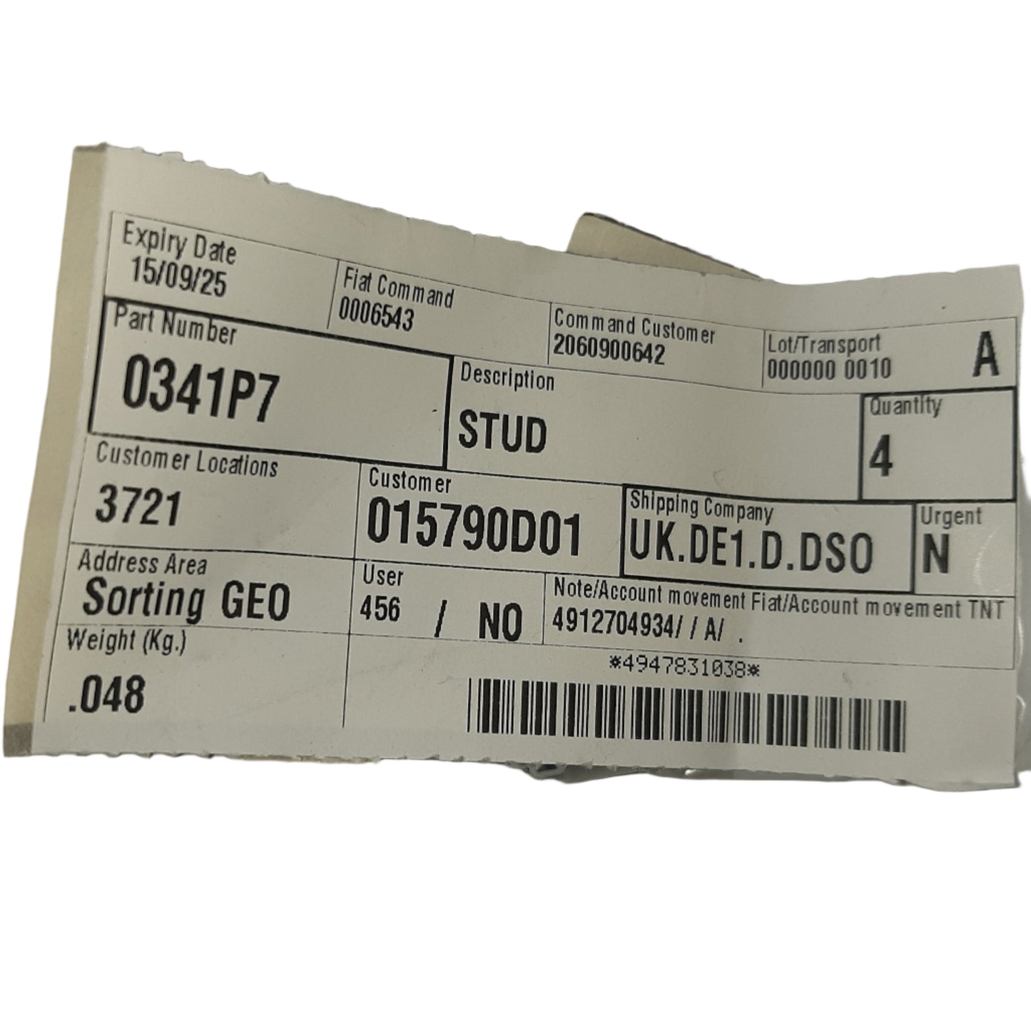 Genuine Peugeot Stud | 0341P7