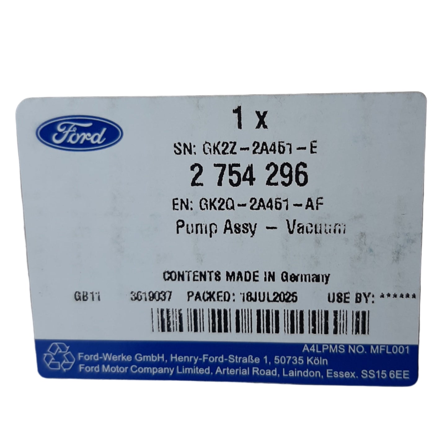 Genuine Ford Pump Assy - Vacuum | 2754296