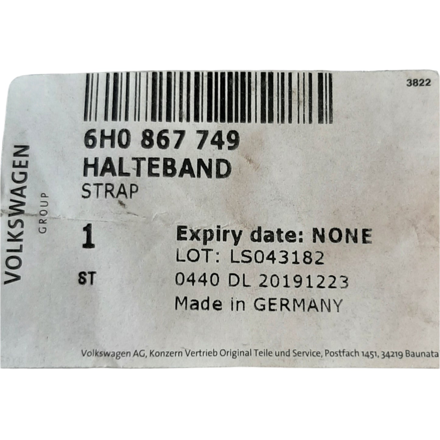 Genuine SEAT Strap | 6H0867749