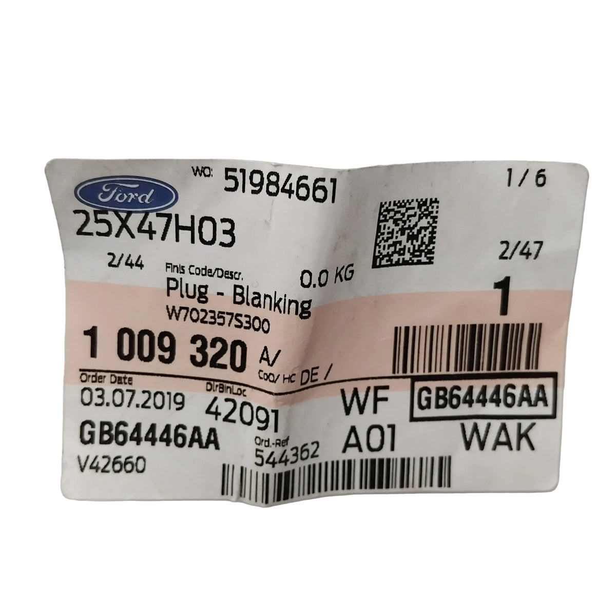 Genuine Ford Plug - Blanking | 1009320