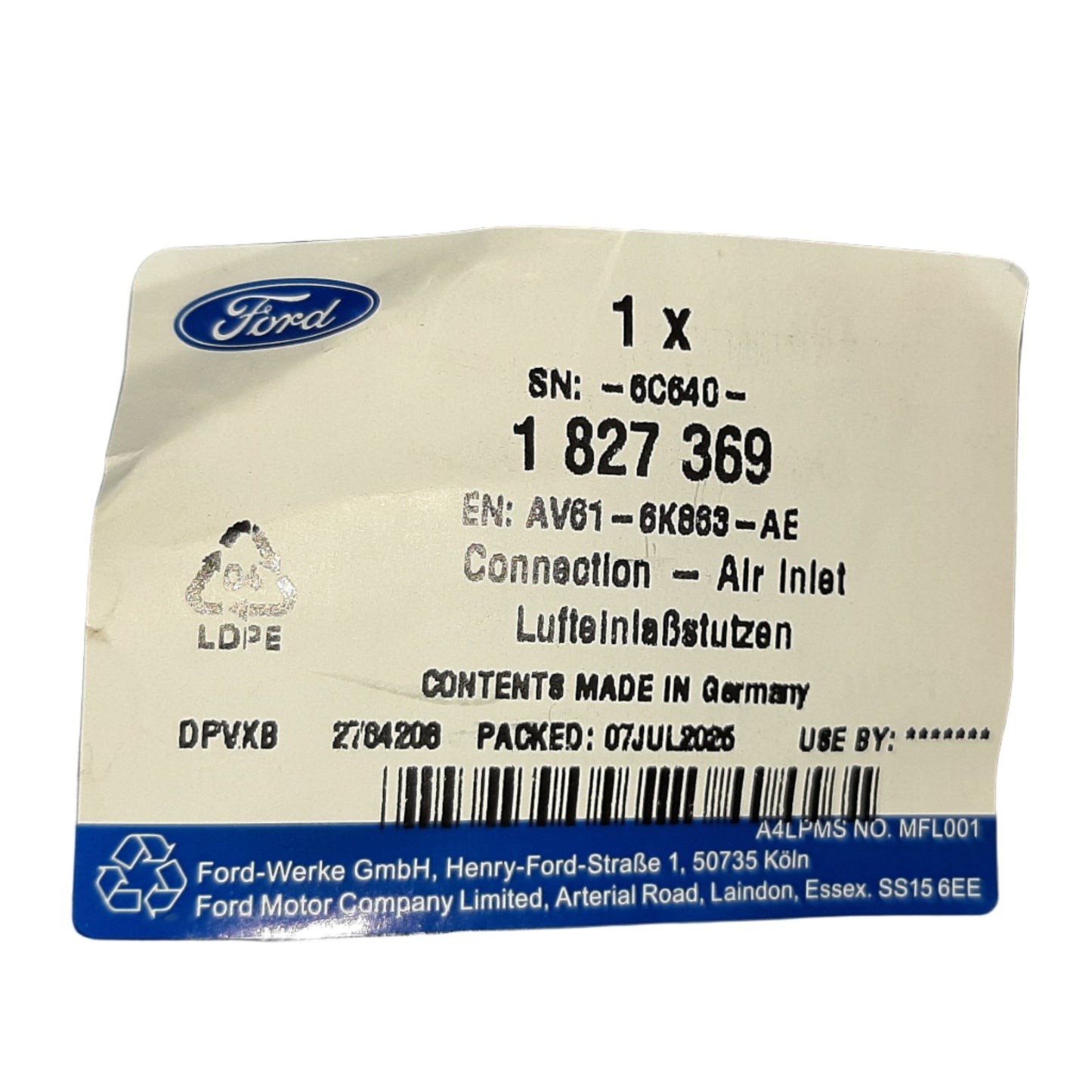 Genuine Ford Connection - Air Inlet | 1827369