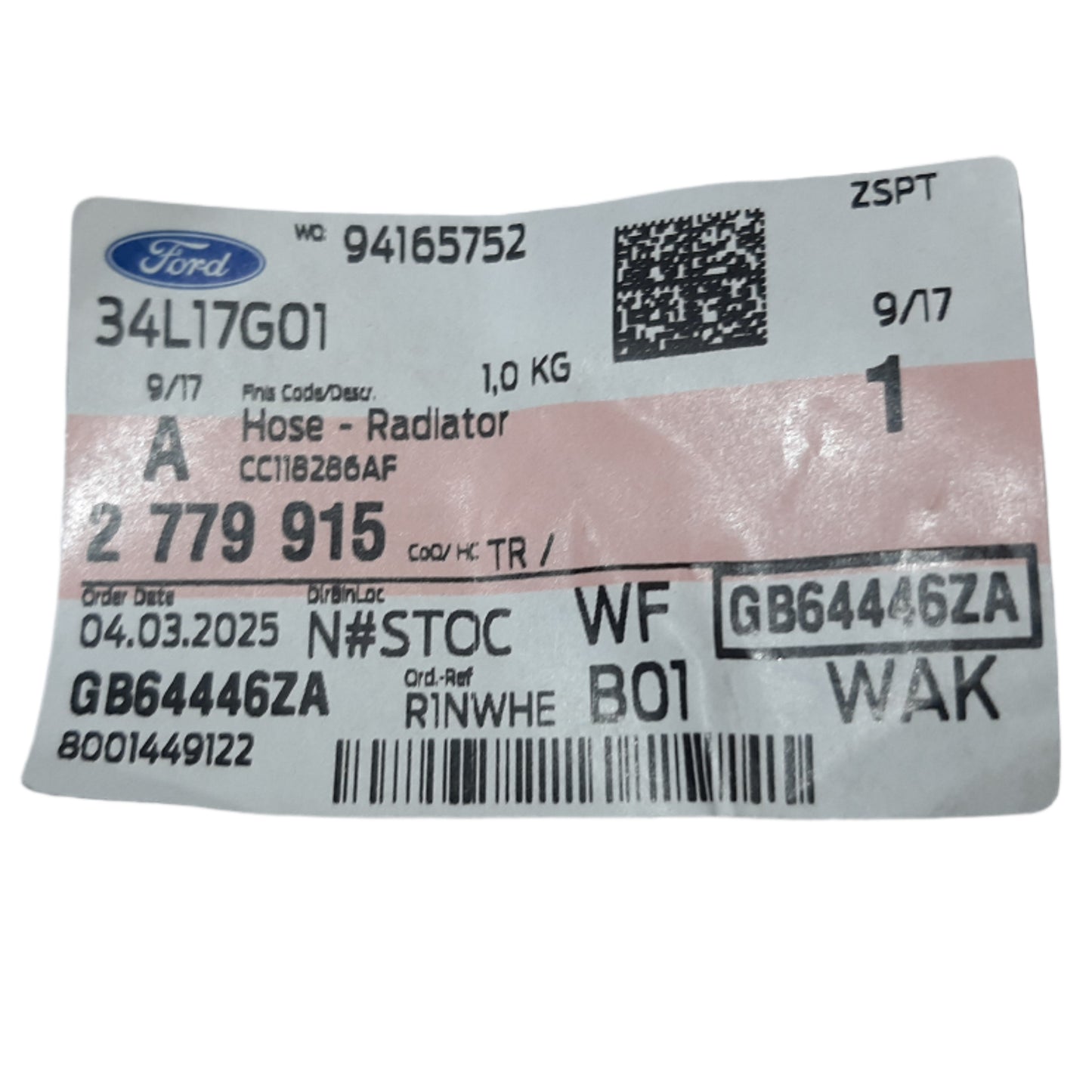 Genuine Ford Hose - Radiator | 2779915