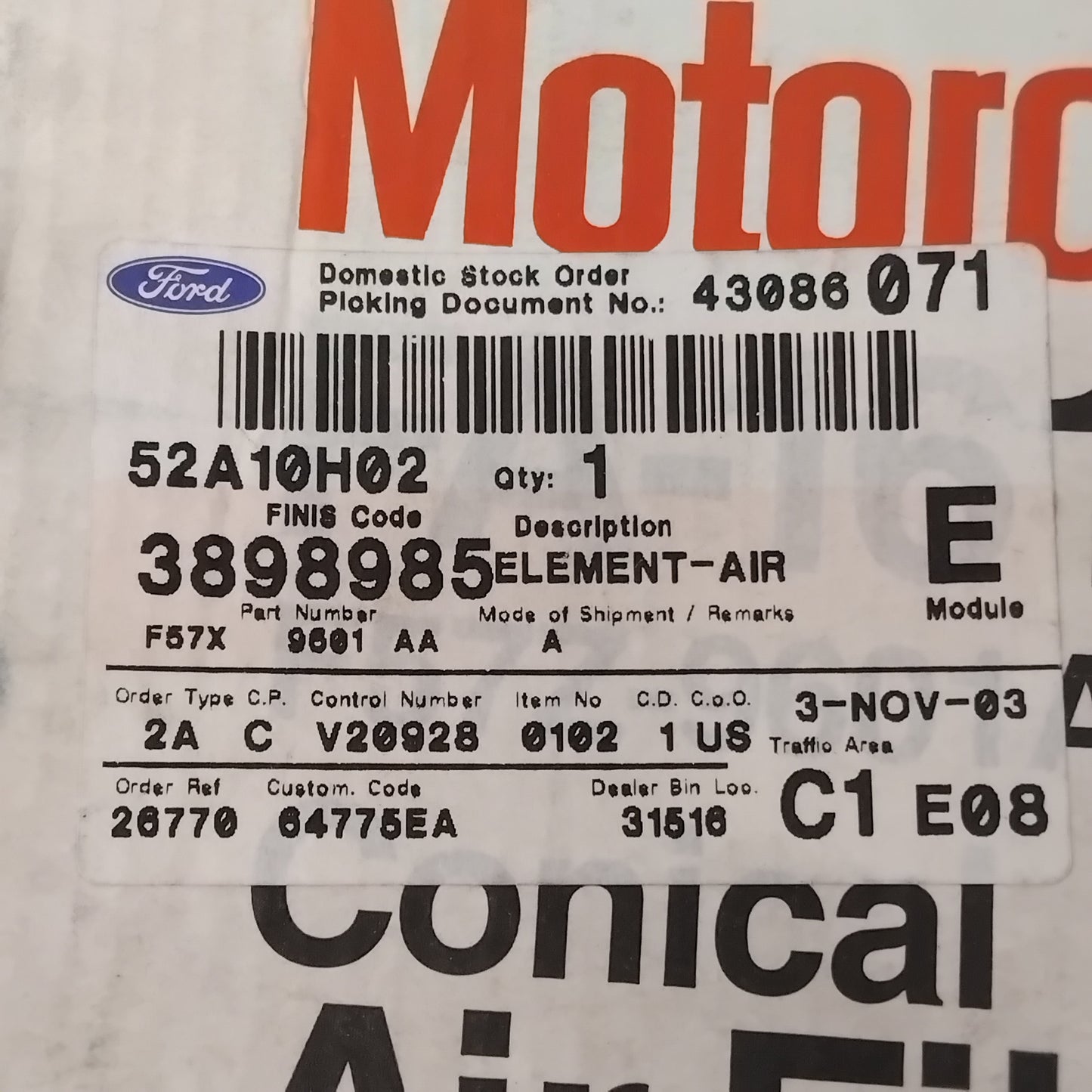 Genuine Air Filter Insert - Ford Explorer 1994-1996 | 3898985